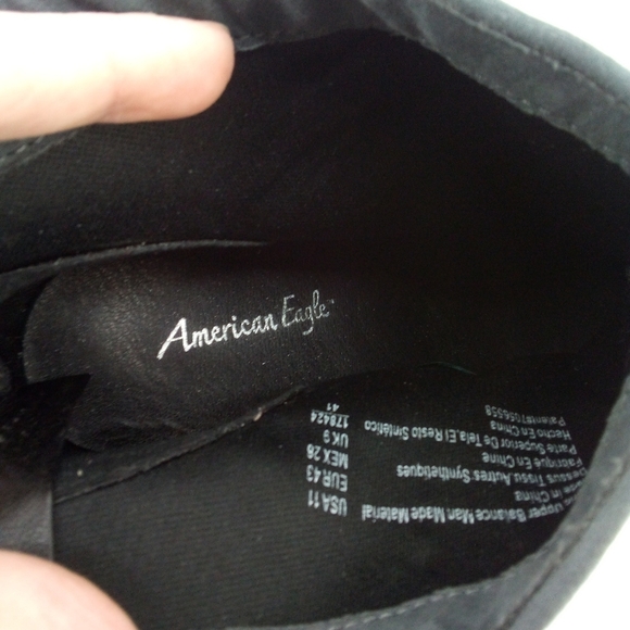 American Eagle Dark Navy Blue Laser Cut Chunky Heel Vegan Boots Booties 11 - Picture 11 of 12